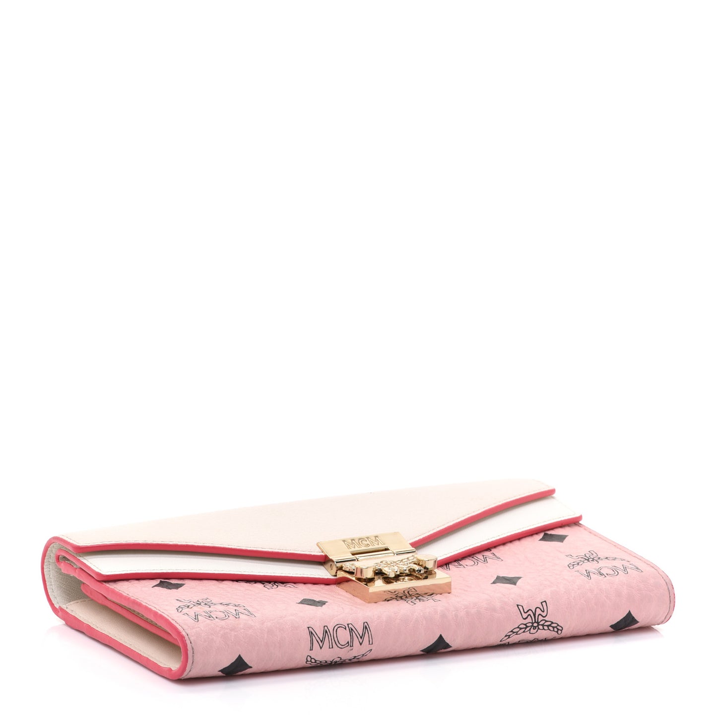 Calfskin Visetos Monogram Patricia Color Block Wallet On Chain Pink Tint