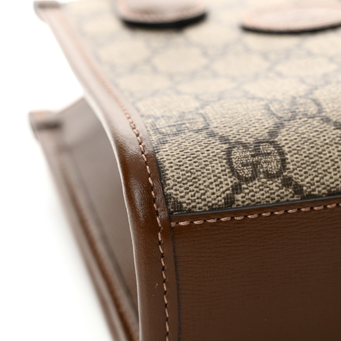GG Supreme Monogram Azalea Calfskin Mini Retro Interlocking G Tote Bag Beige Ebony Brown Sugar