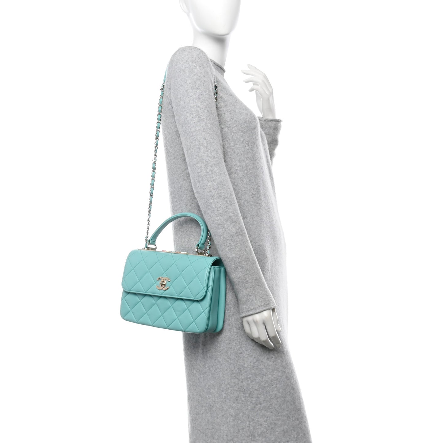 Lambskin Quilted Small Trendy CC Dual Handle Flap Bag Blue