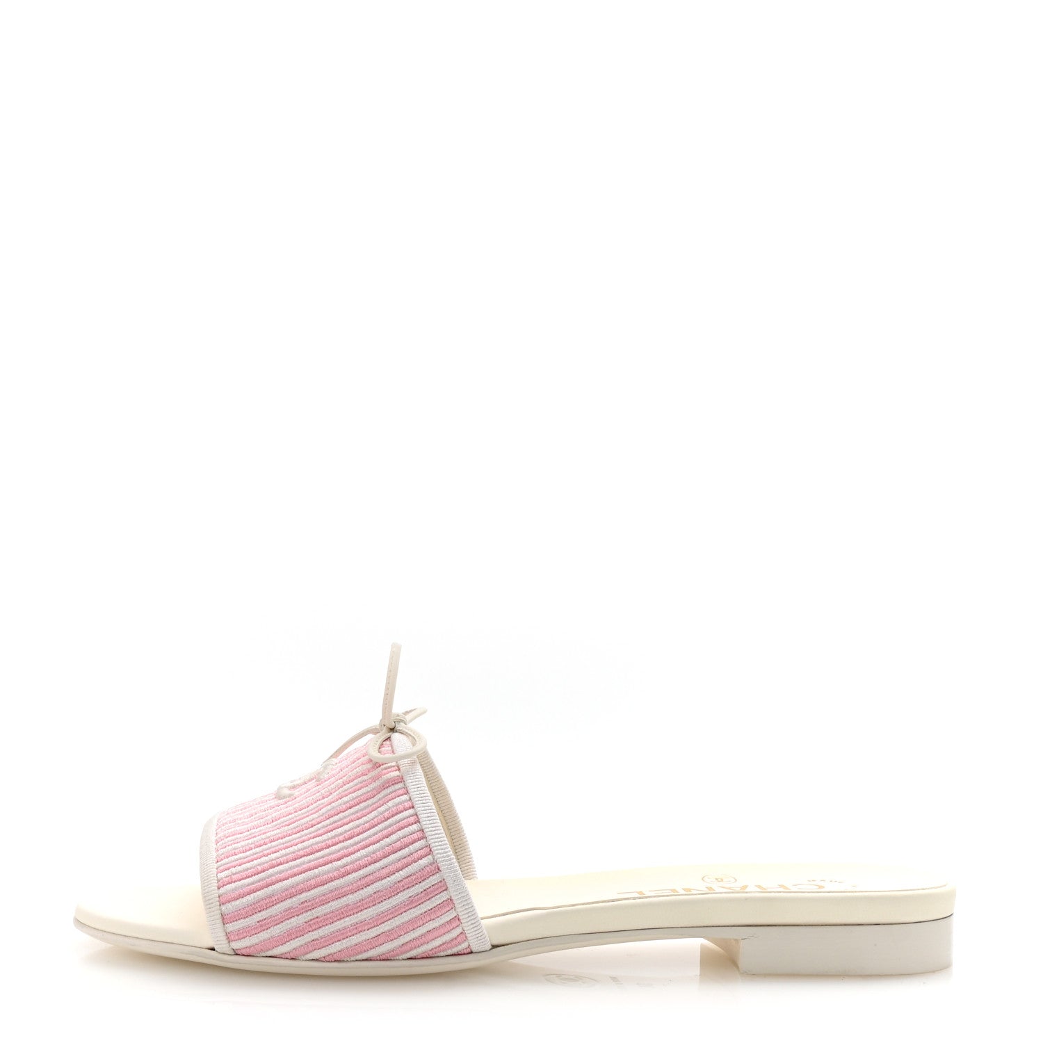 Chanel Fabric Embroidered CC Bow Mules 36 White Pink 1728833