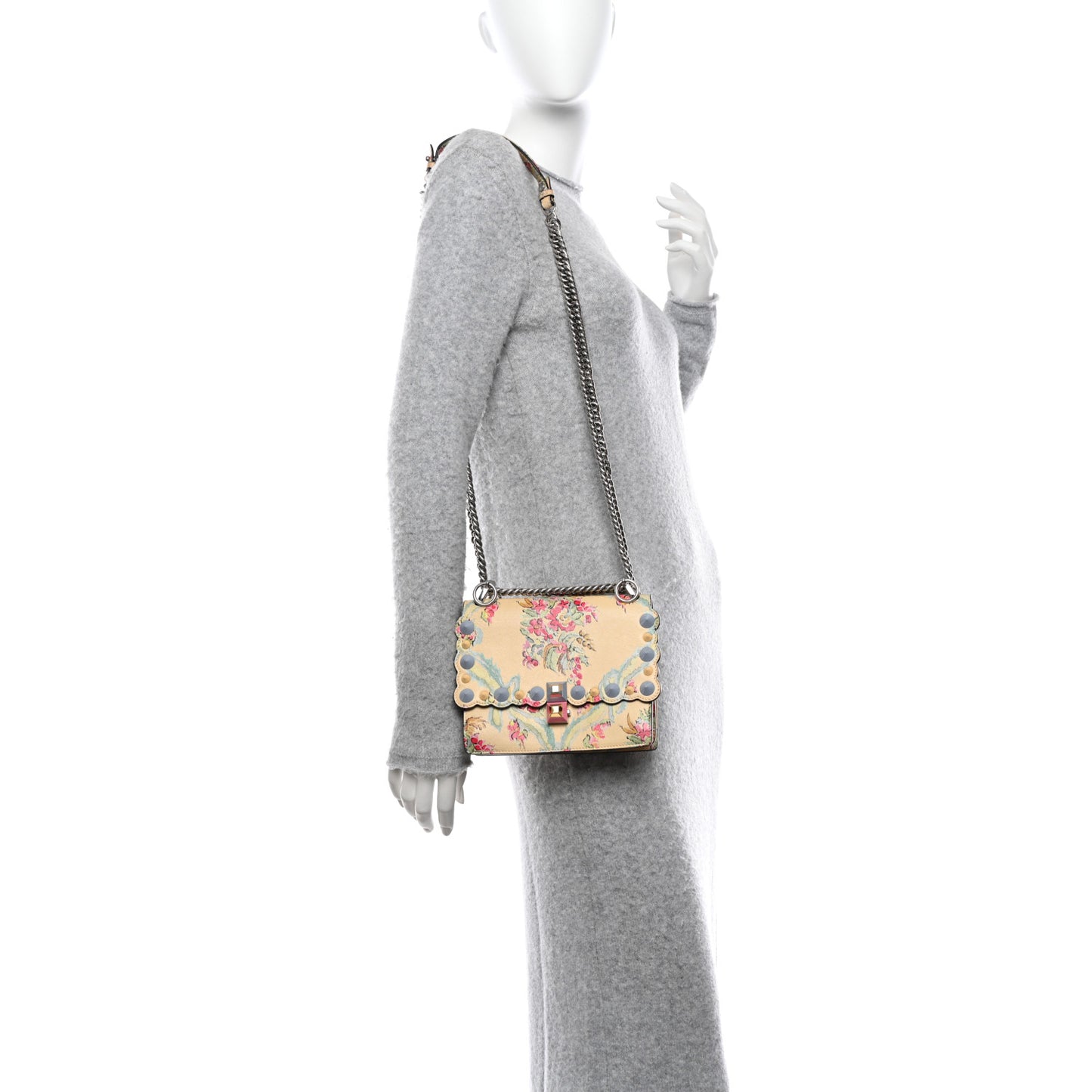 Vitello Marie Antoinette Print Rosebud Kan I Shoulder Bag Panna Multicolor