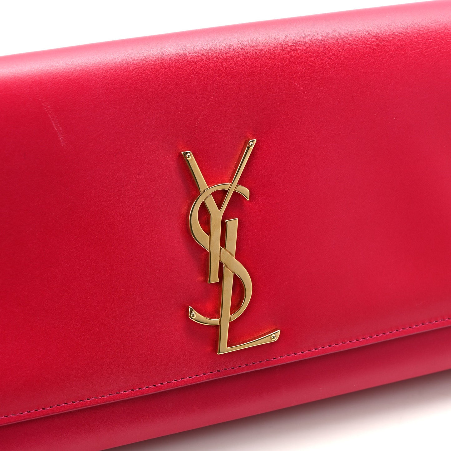 SAINT LAURENT Smooth Calfskin Classic Monogram Cassandre Clutch Lipstick Fuchsia