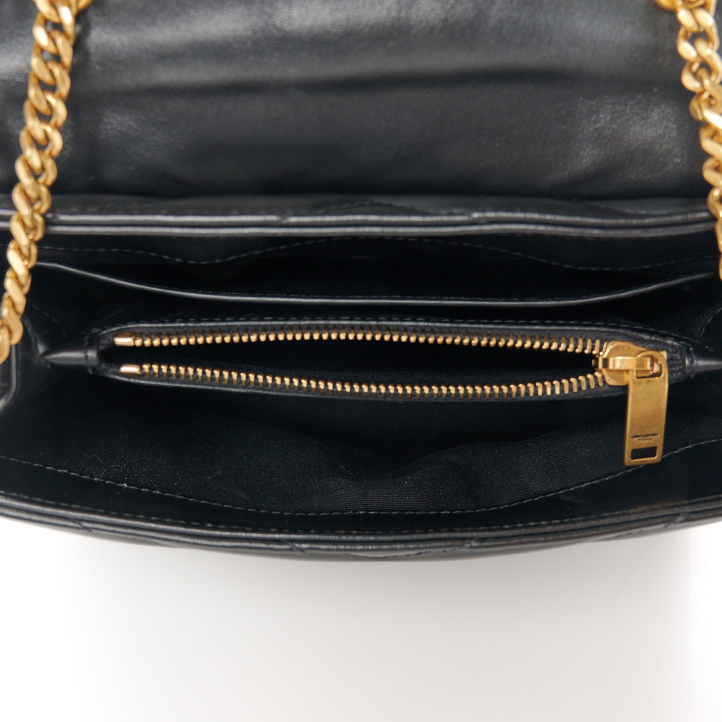 Calfskin Y Quilted Monogram Small Loulou Chain Satchel Black