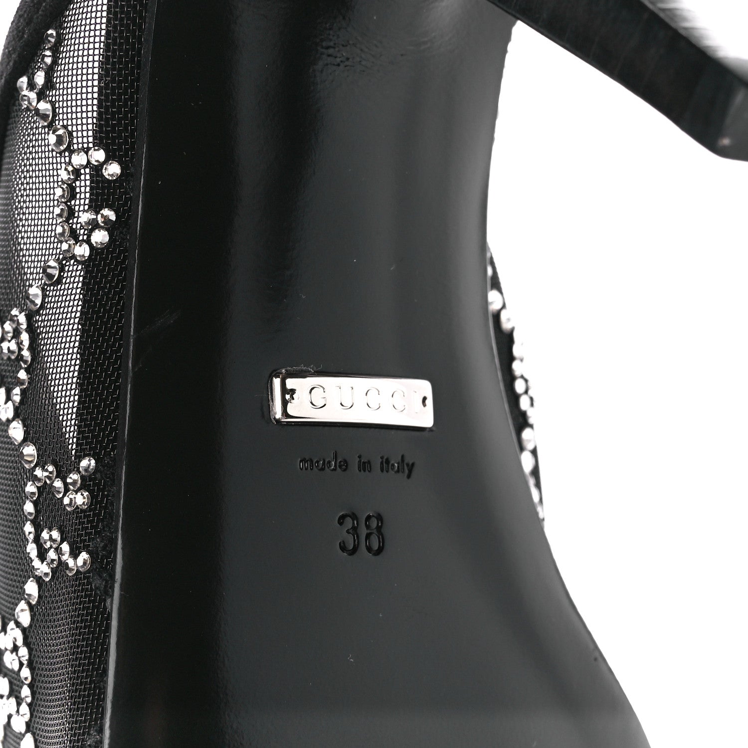 Gucci Tela Retino Kid Scamosciato Crystal GG Monogram Square G 95mm Slide Sandals 38 Black 6 of 10