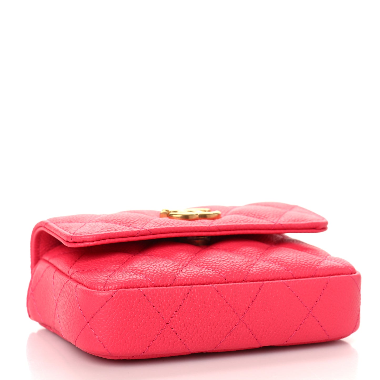 Caviar Quilted Sweetheart Clutch With Chain Dark Pink
