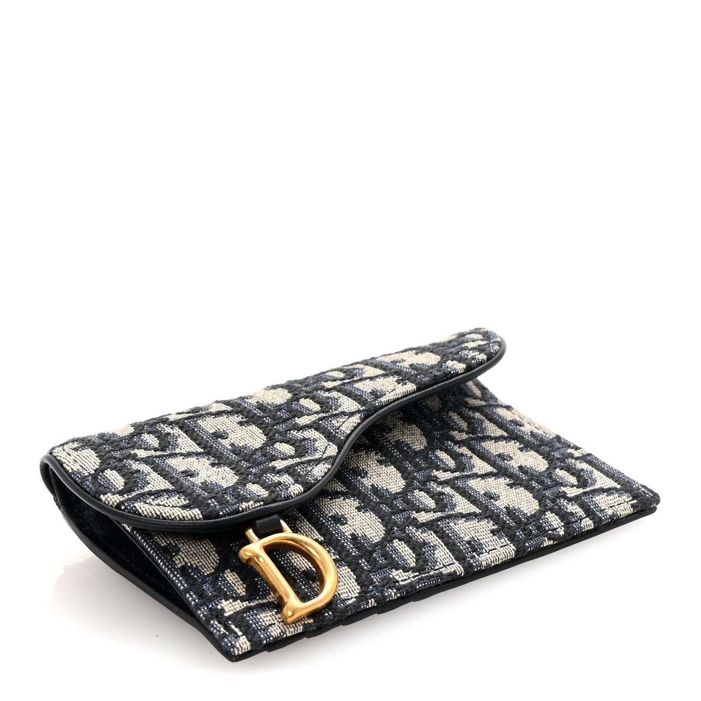 Oblique Saddle Card Holder Blue