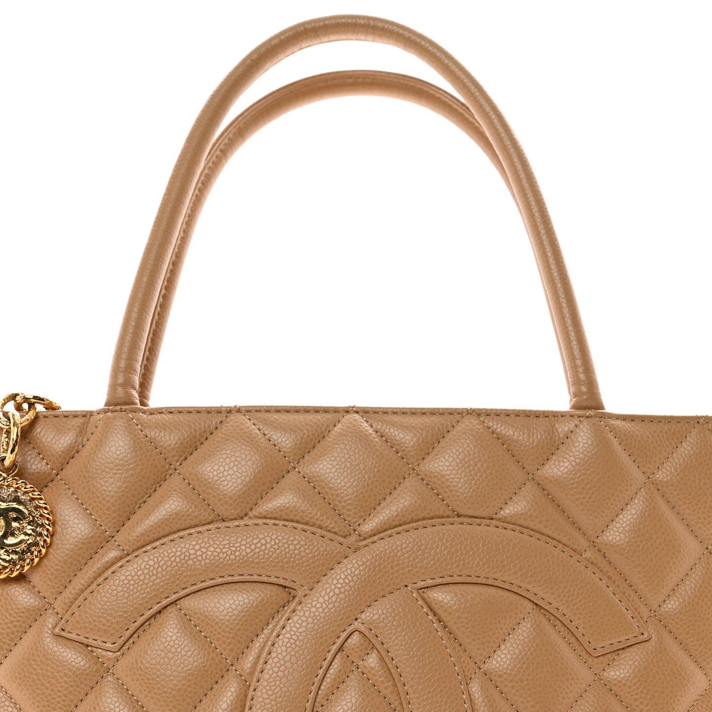 Caviar Quilted Medallion Tote Beige