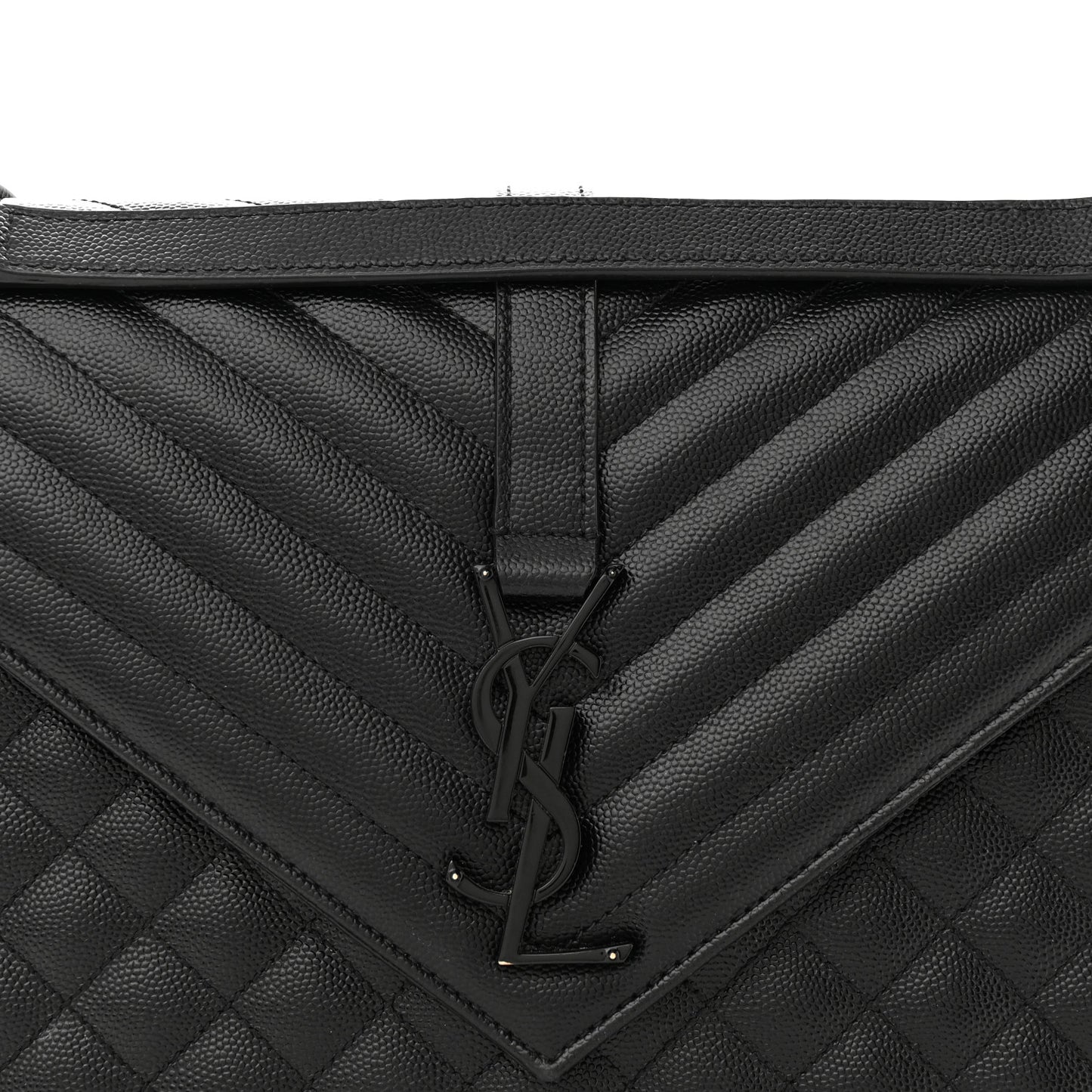 Grain De Poudre Textured Mixed Matelasse Large Triquilt Monogram Monochrome Satchel Black