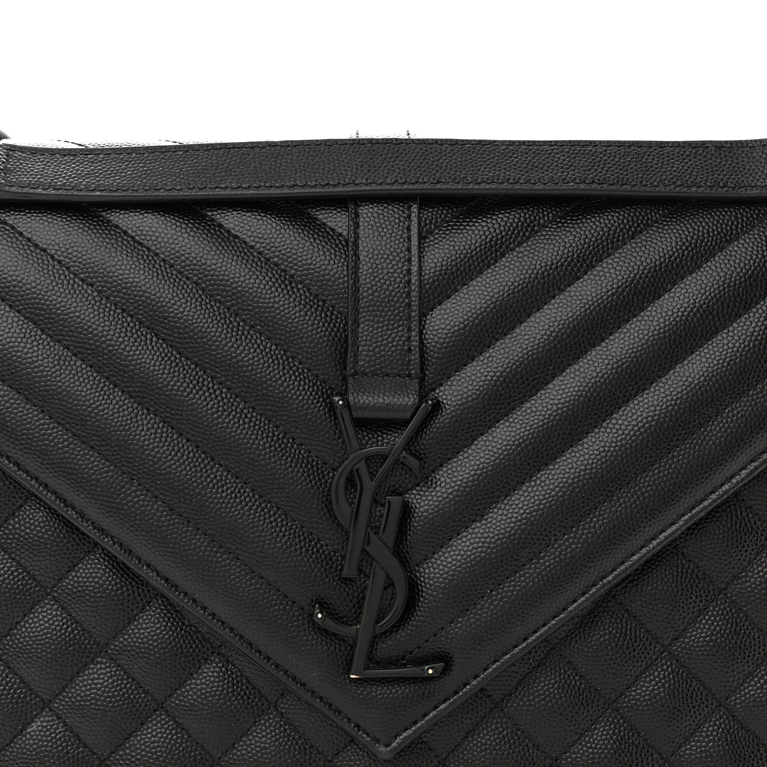 Saint Laurent Grain De Poudre Textured Mixed Matelasse Large Triquilt Monogram Monochrome Satchel Black 8 of 13