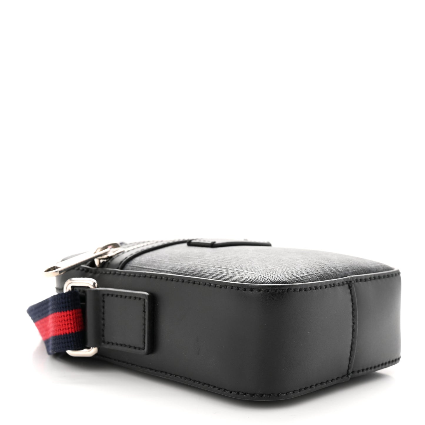 GG Supreme Monogram Appia Calfskin Web Messenger Bag Black Grey