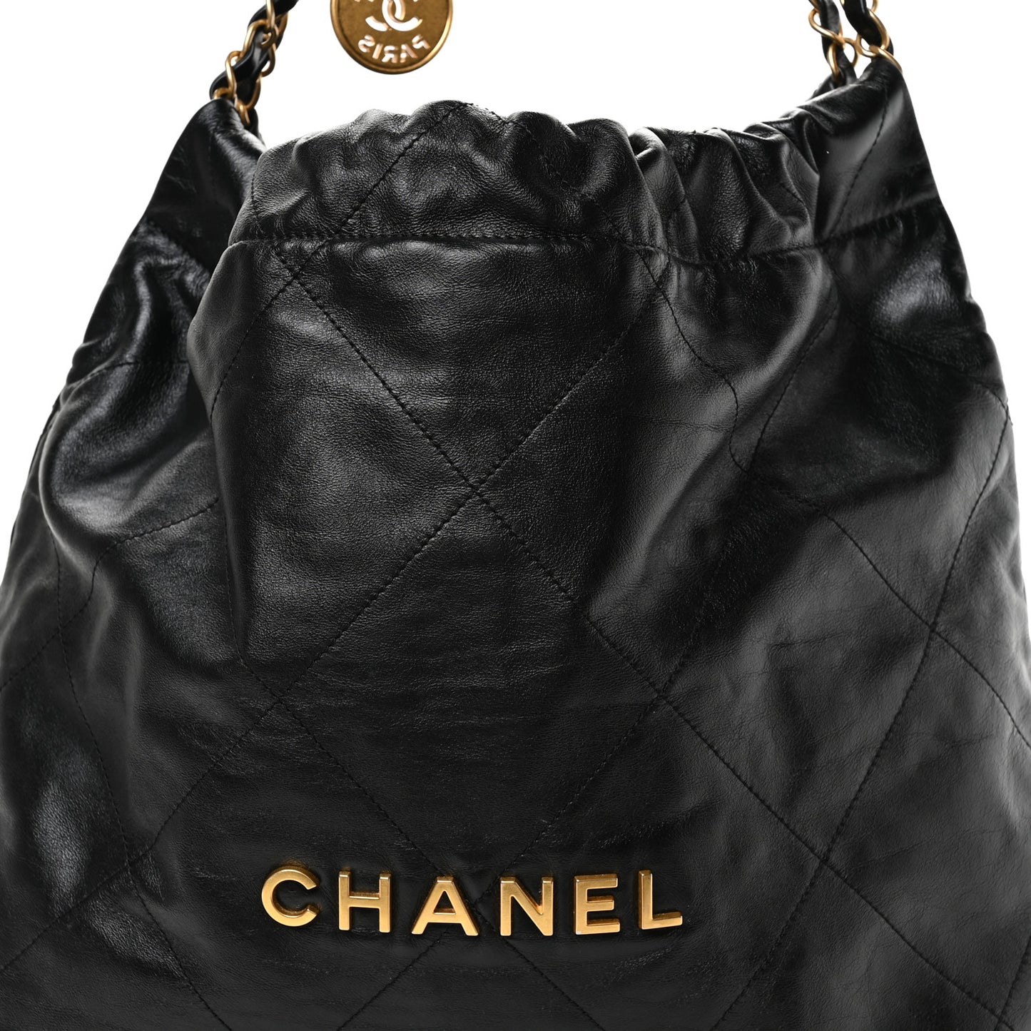 Shiny Calfskin Quilted Chanel 22 Black