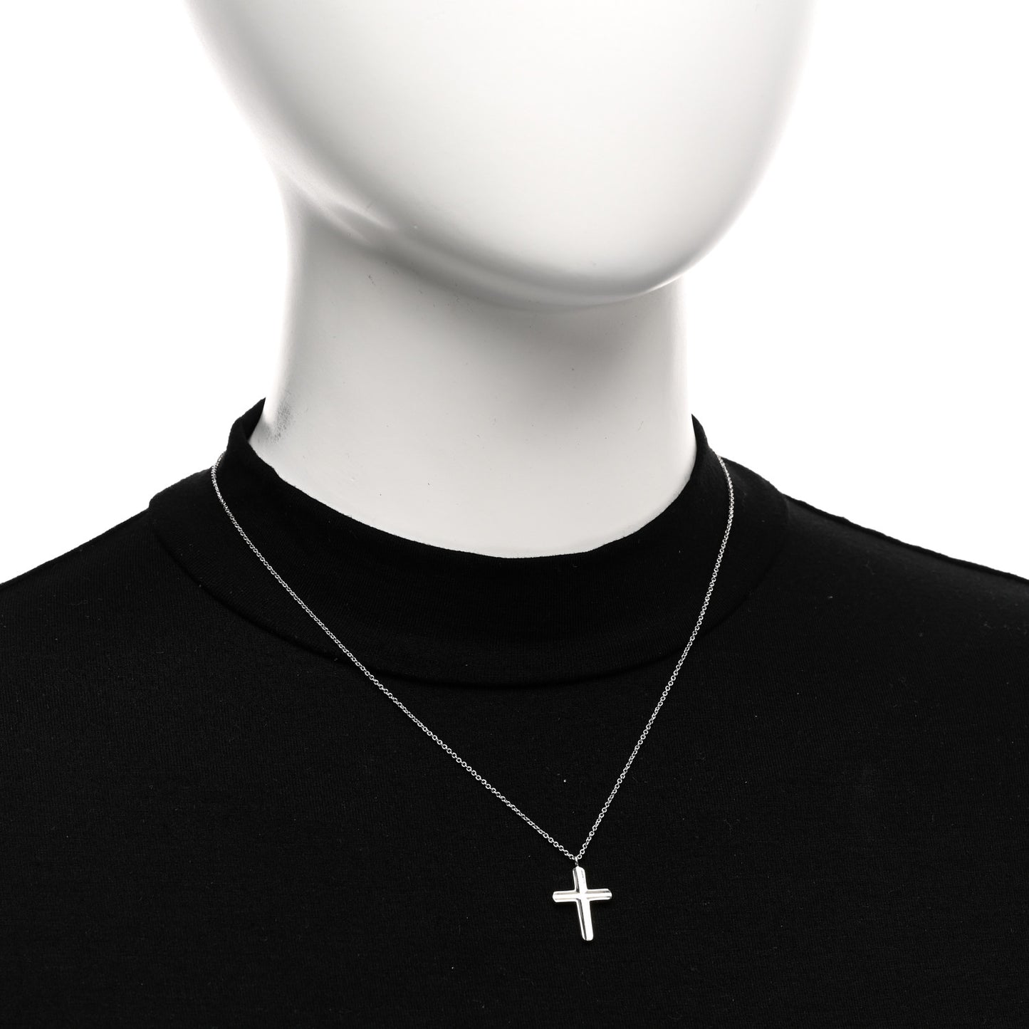 Sterling Silver Concave Cross Pendant Necklace