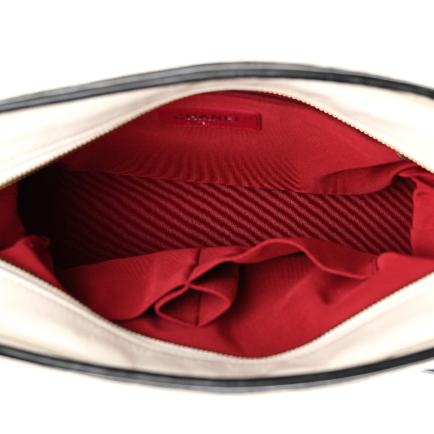 Aged Calfskin Quilted Medium Gabrielle Hobo Black White
