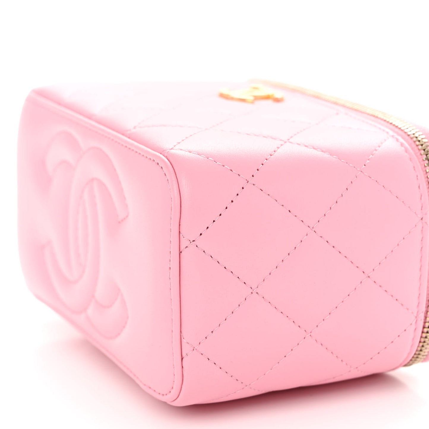Lambskin Quilted Pick Me Up Vanity Case Pink