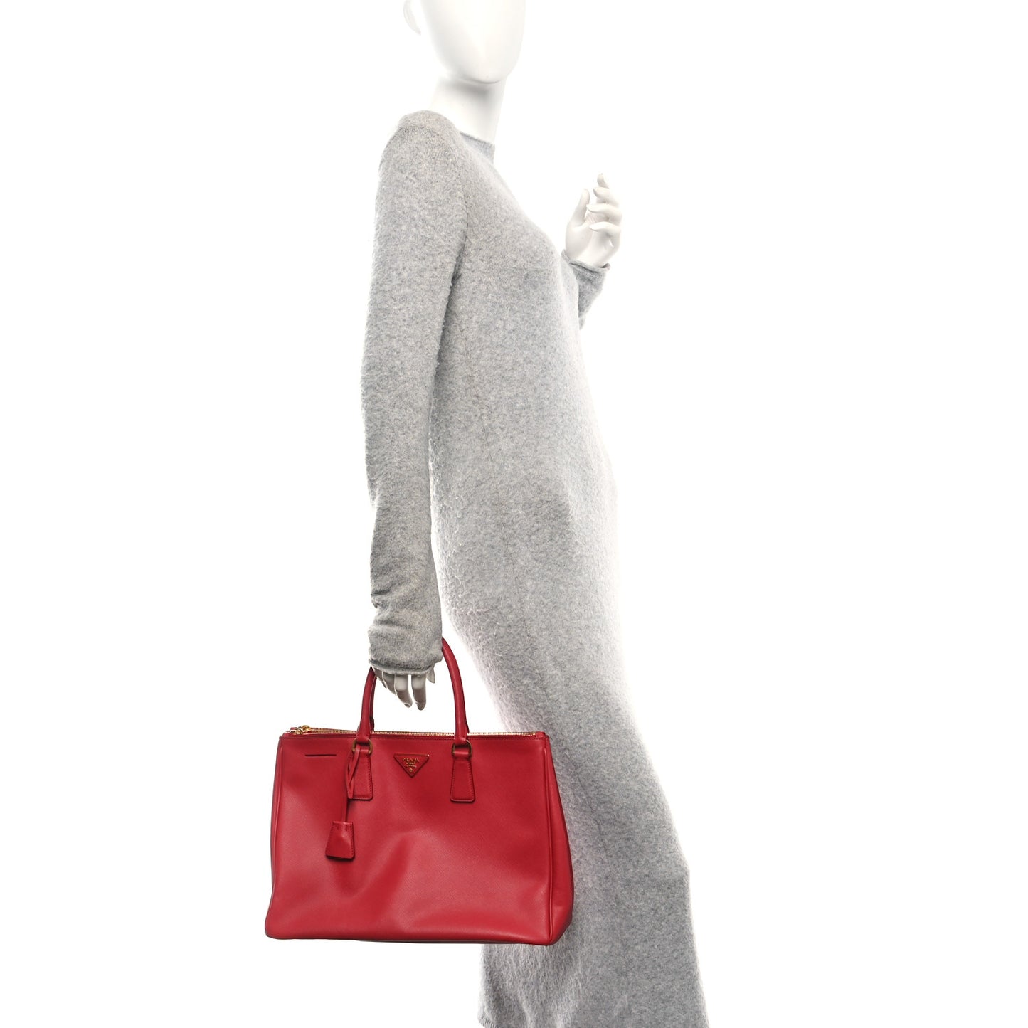 Saffiano Lux Large Galleria Double Zip Tote Fuoco