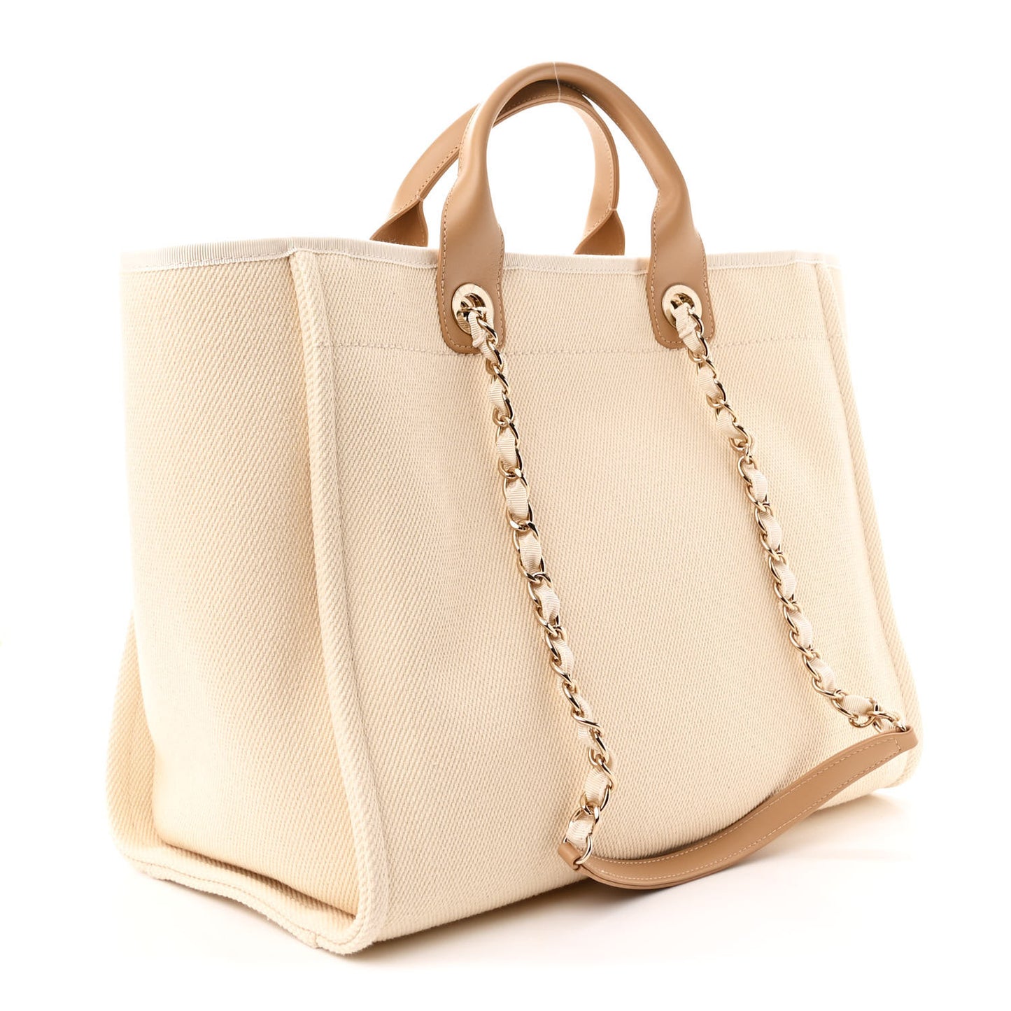 Canvas Pearl Medium Deauville Tote Ecru Beige