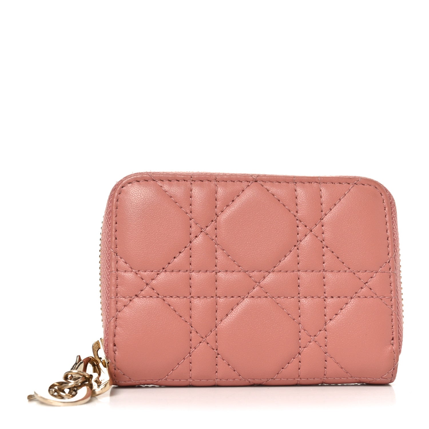 Christian Dior Lambskin Cannage Small Lady Dior Voyageur Coin