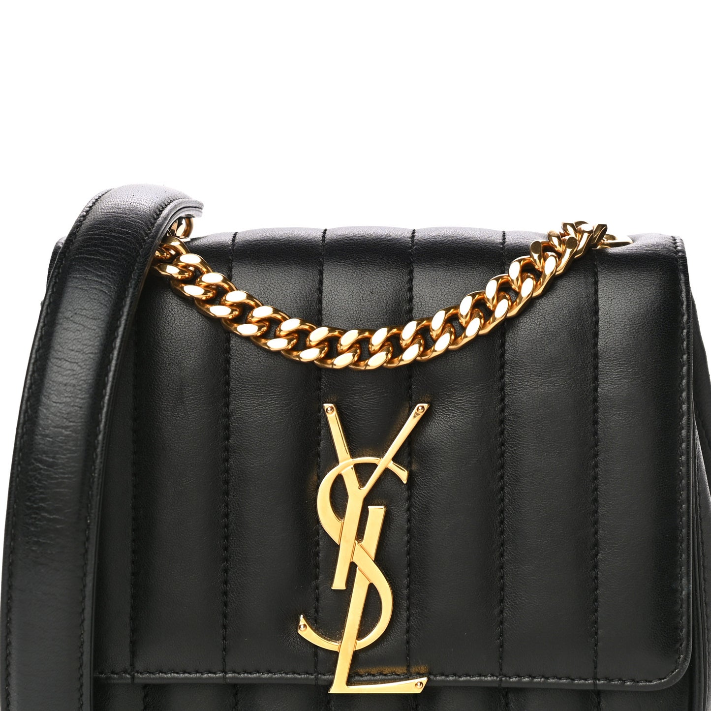 Lambskin Matelasse Monogram Small Vicky Chain Bag Black
