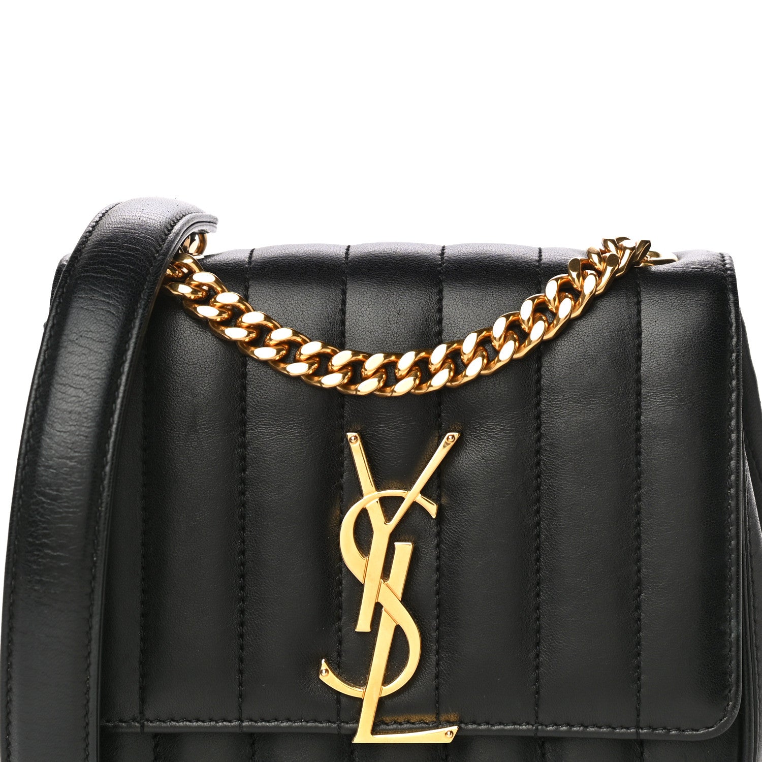 Saint Laurent Lambskin Matelasse Monogram Small Vicky Chain Bag Black 8 of 10