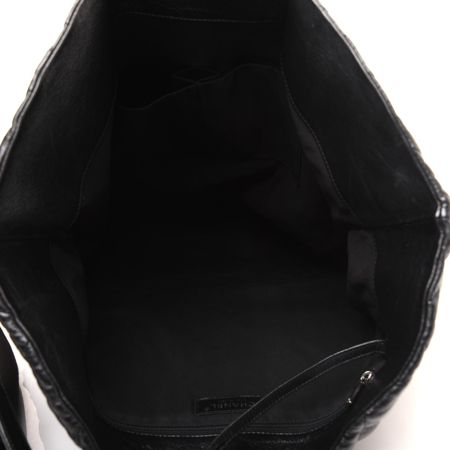 Metallic Crackled Calfskin Quilted Large Big Bang Hobo Black
