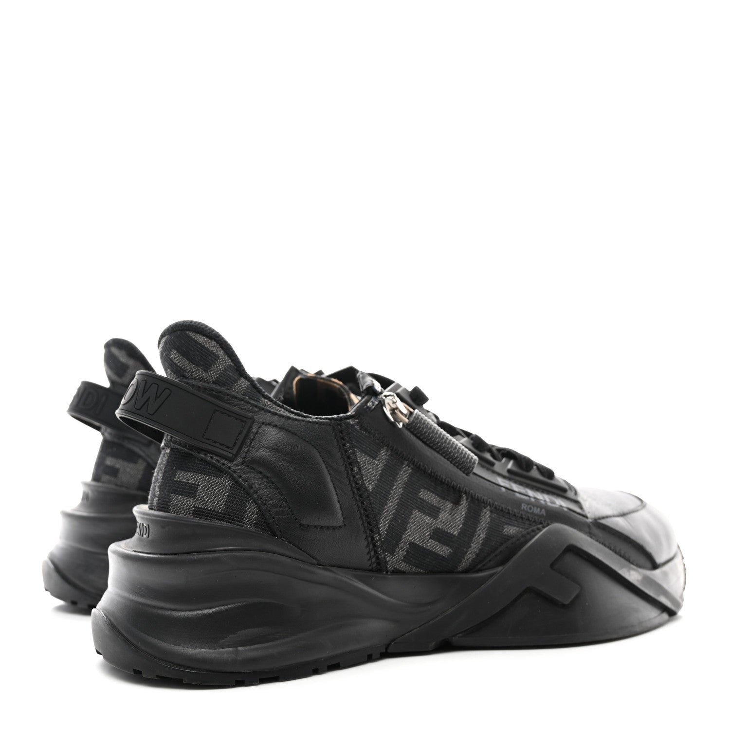 Fendi Vitello FF Womens Fendi Flow Low Top Sneakers 38.5 Black 4 of 12