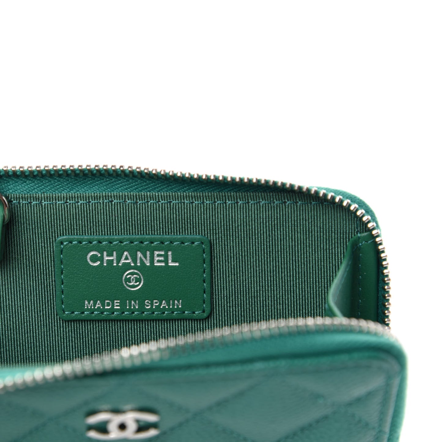 Caviar Quilted Zipped Key Holder Case Green