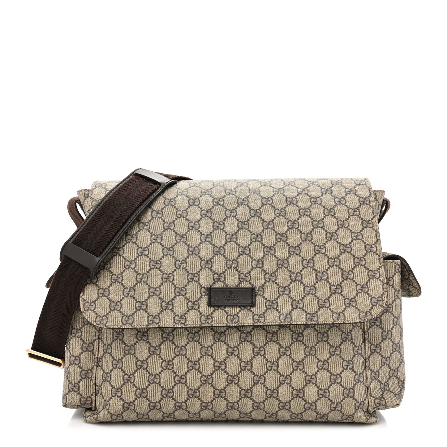 GG Plus Monogram Messenger Diaper Bag Dark Brown