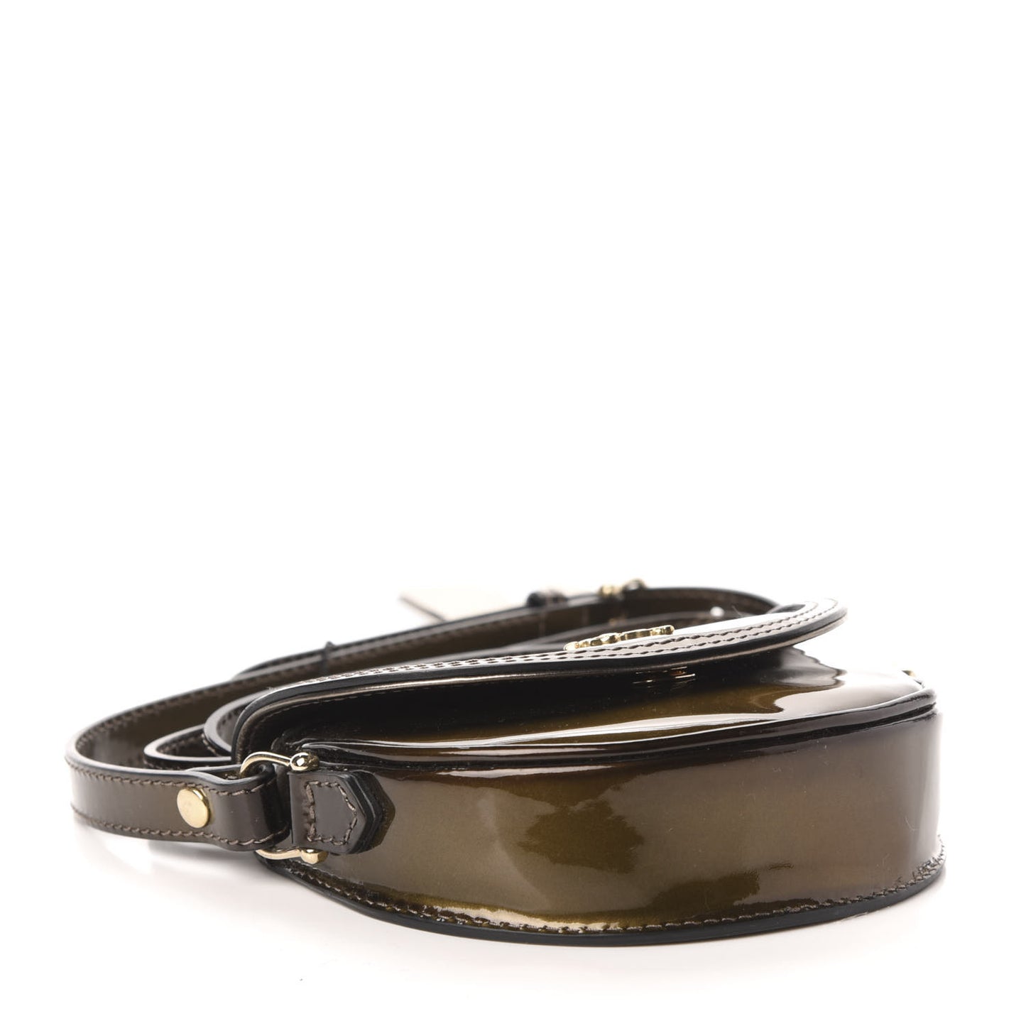 Patent Calfskin Georgie Mini Crossbody Bag Dark Nickel