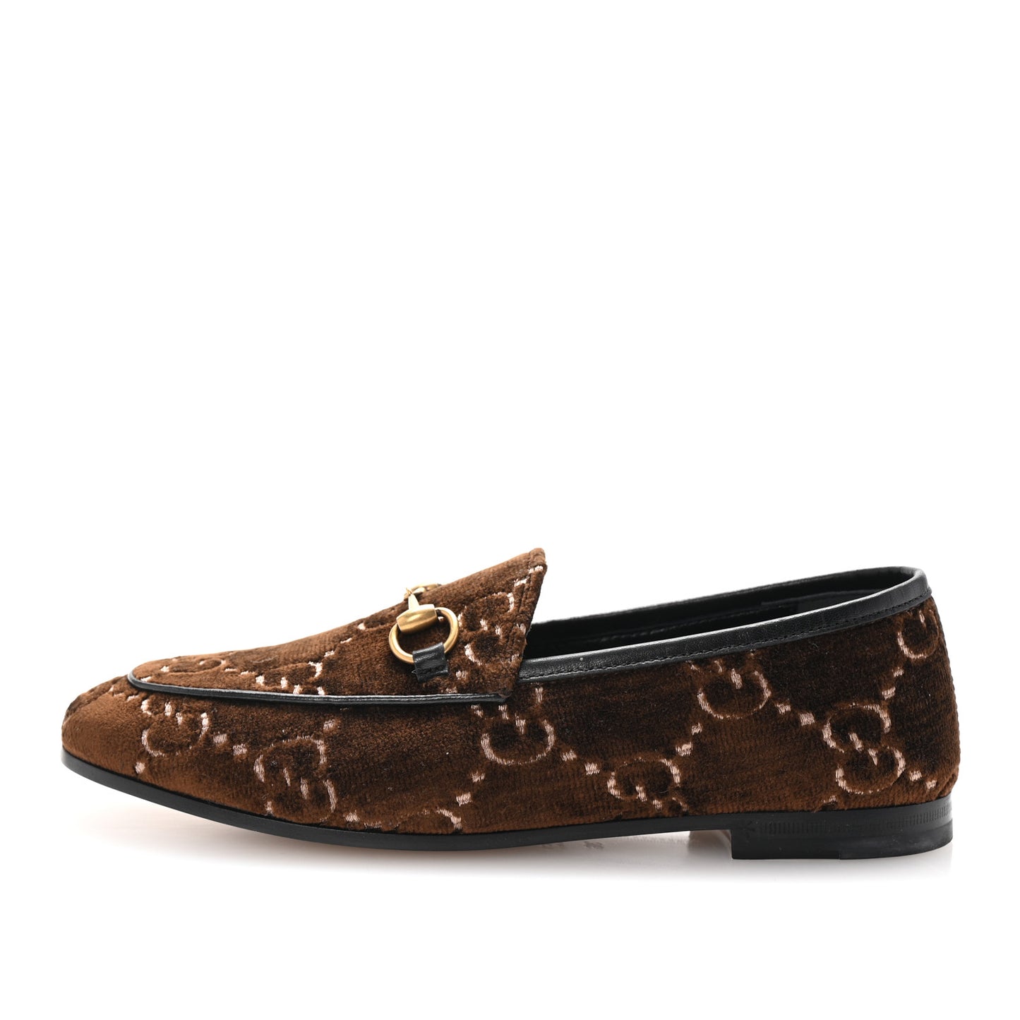 Velvet GG Monogram Horsebit Womens Jordaan Loafers 36 Brown Black
