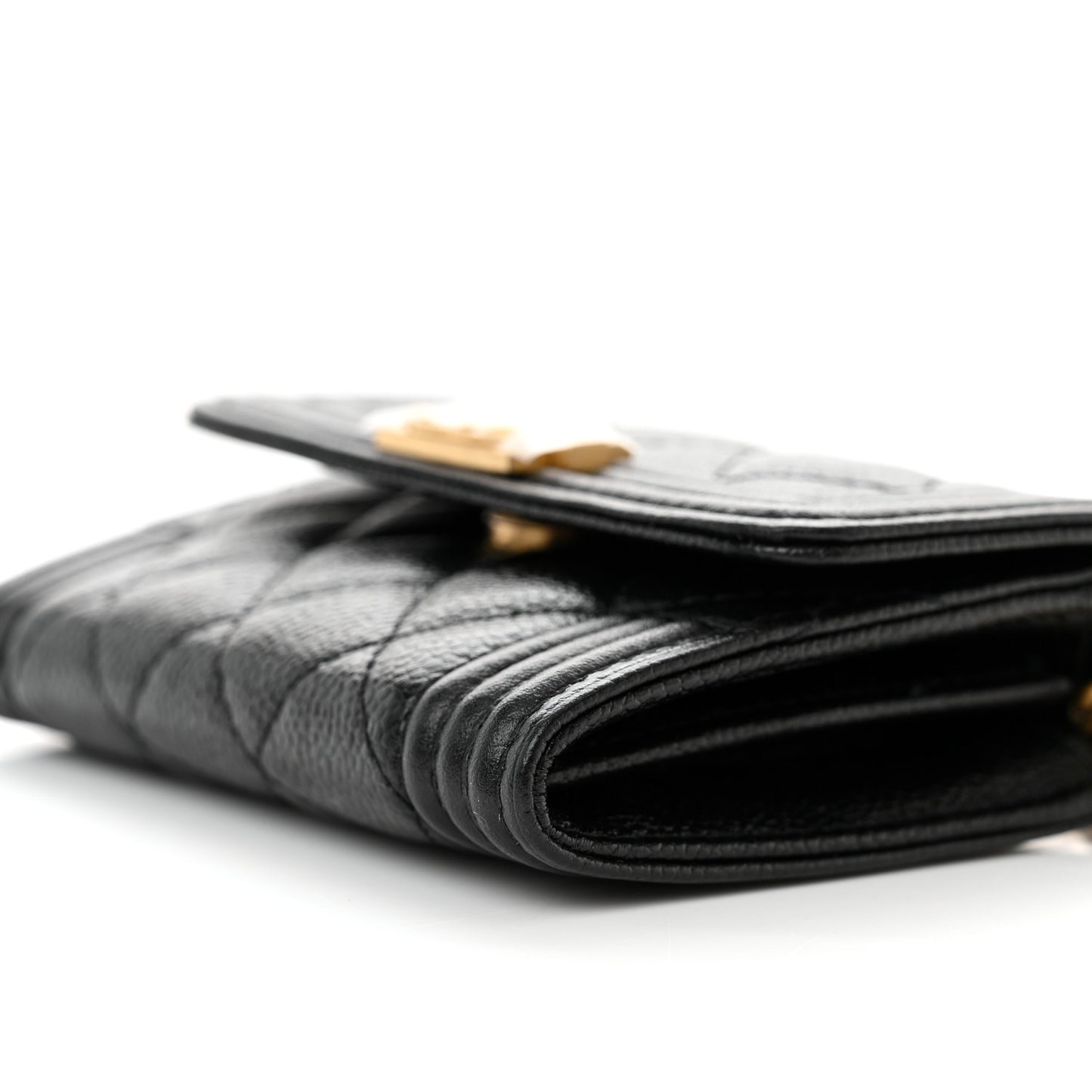 Caviar Quilted Boy Card Holder On Chain Black