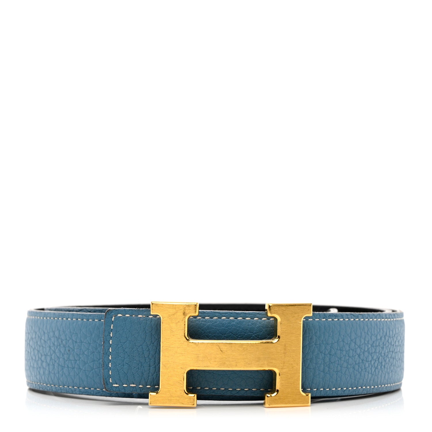Hermes Box Togo 32mm H Belt 95 Black Blue Jean 2 of 11