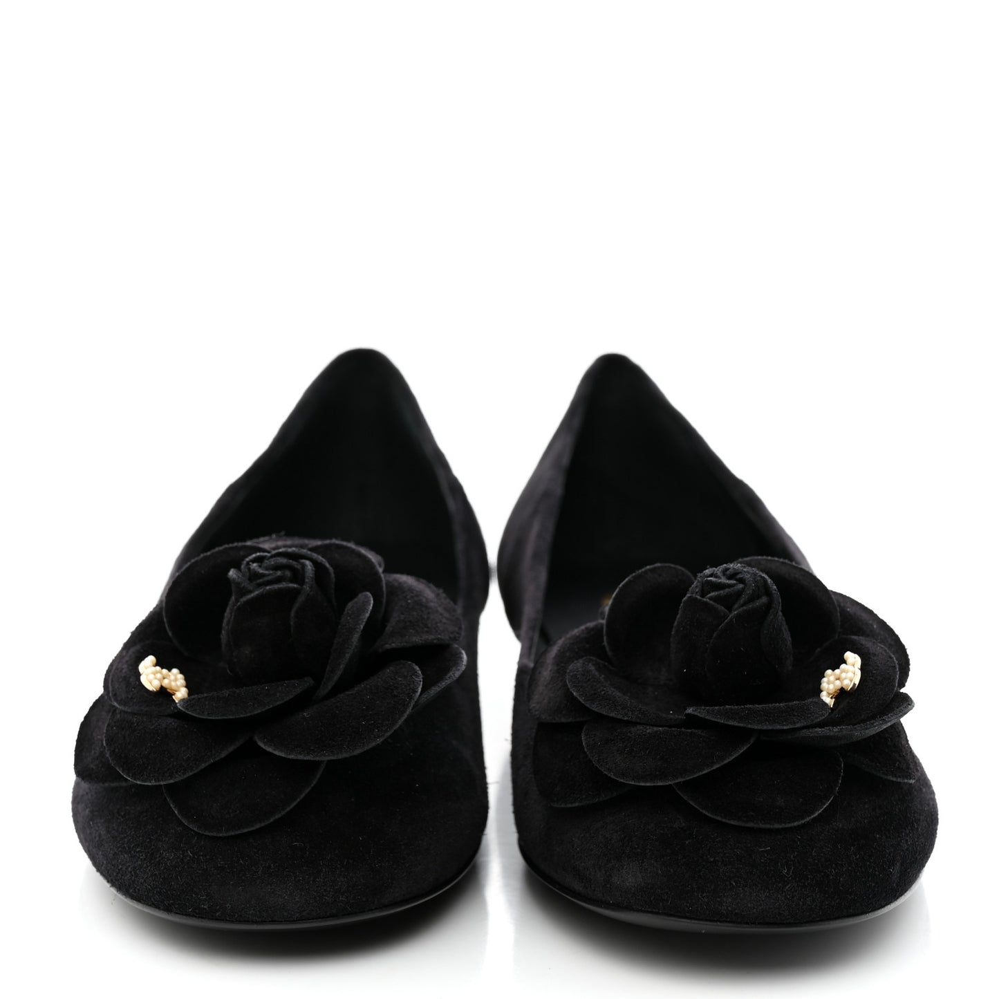 Suede Camellia CC Ballerina Flat 36.5 Black