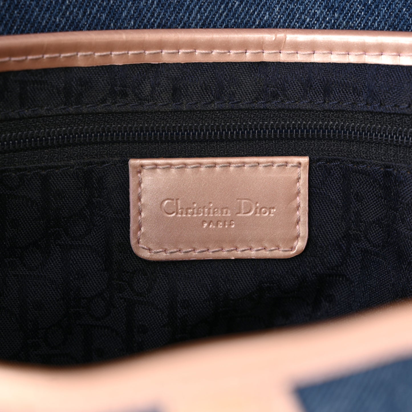 Patent Denim Jeans Saddle Bag Blue Pink
