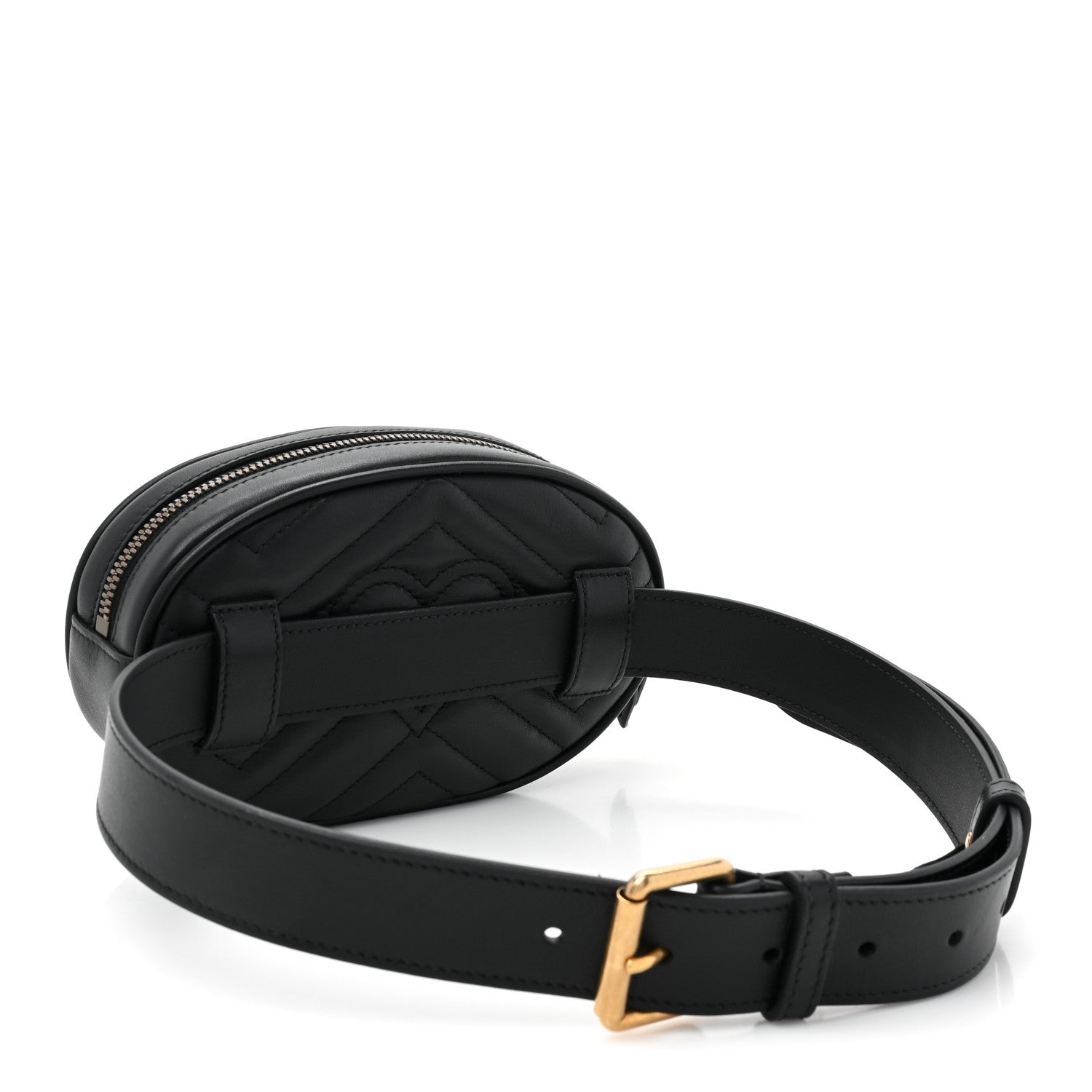 Gucci Calfskin Matelasse GG Marmont Belt Bag 75 30 Black 3 of 9