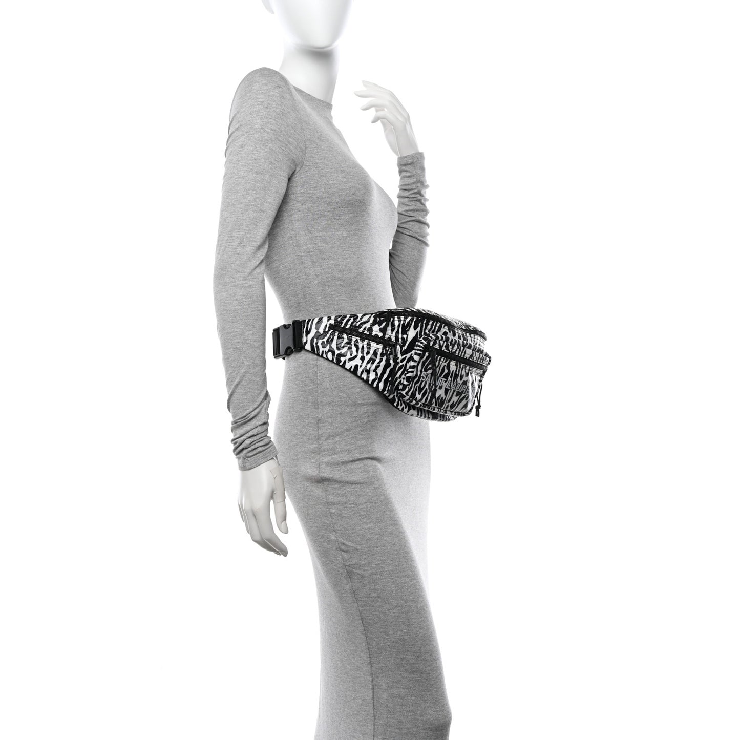 Nylon Leopard Print Belt Bag Black