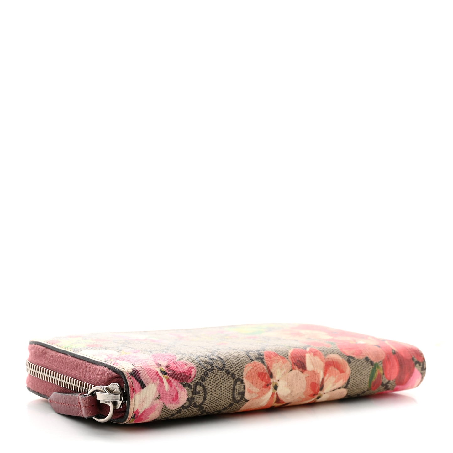 GG Supreme Monogram Blooms Zip Around Wallet Beige Multicolor Dry Rose
