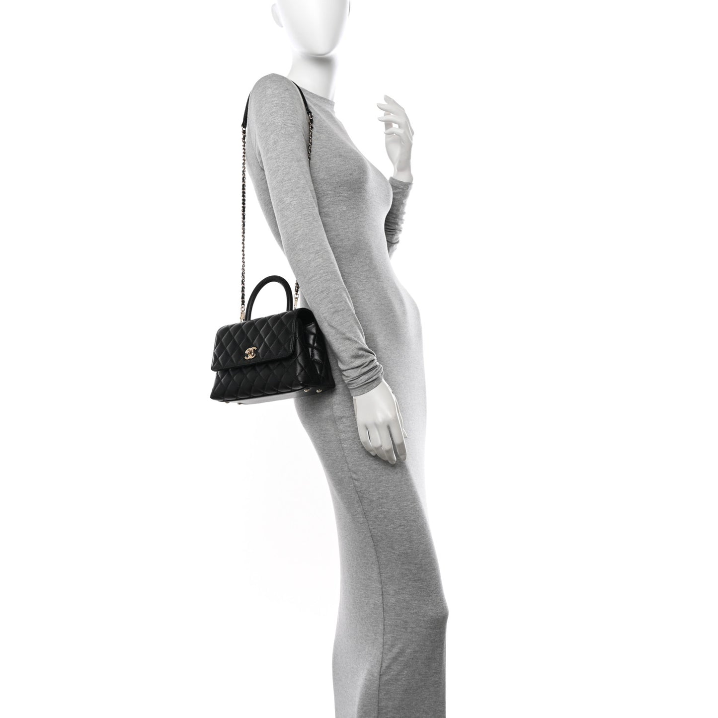 Caviar Quilted Mini Coco Handle Flap Black