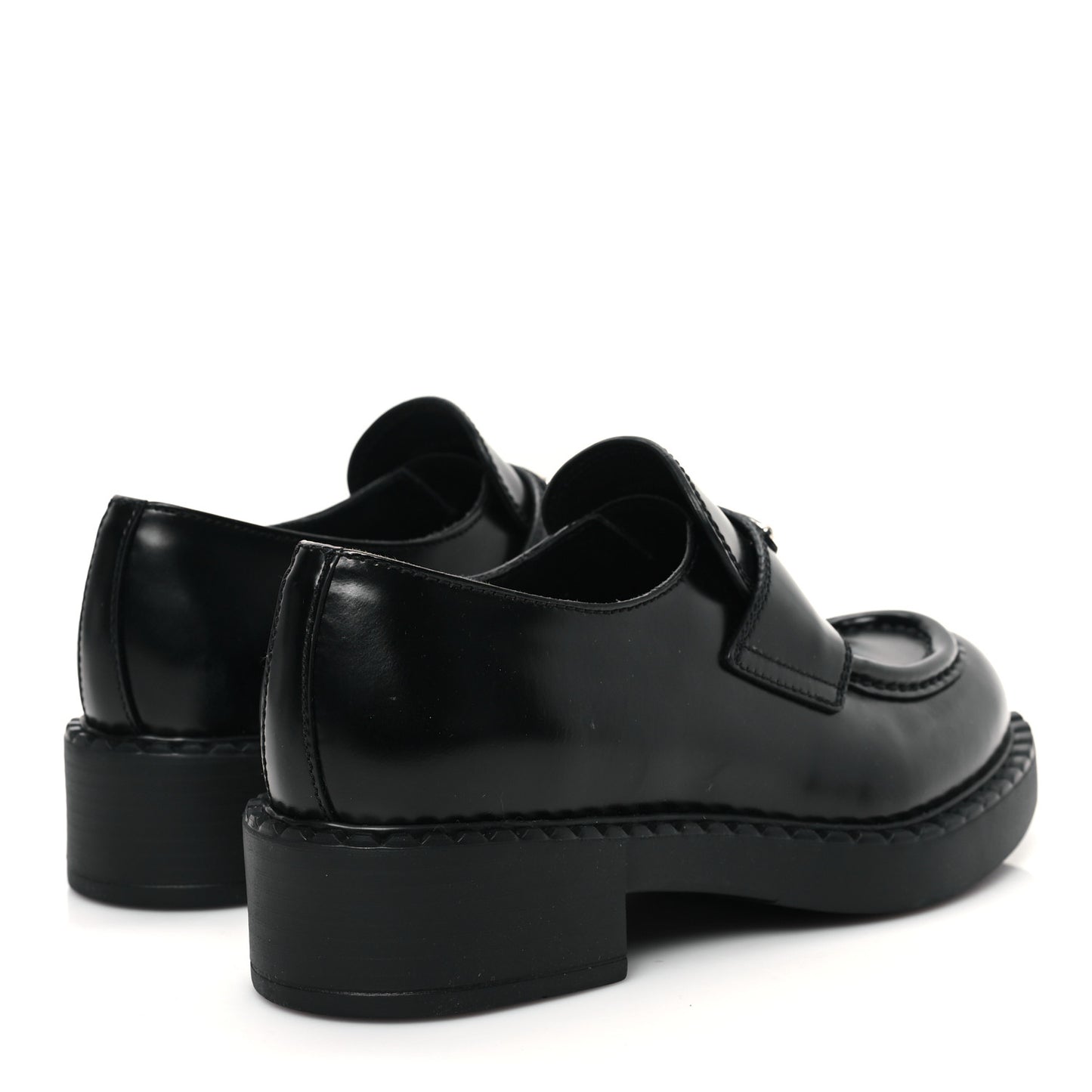 Spazzolato Metal Triangle Logo 50mm Loafers 37 Black