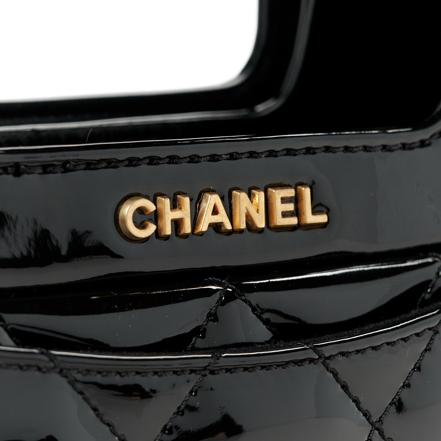 Patent Quilted Mini Graphic Catch Flap Black