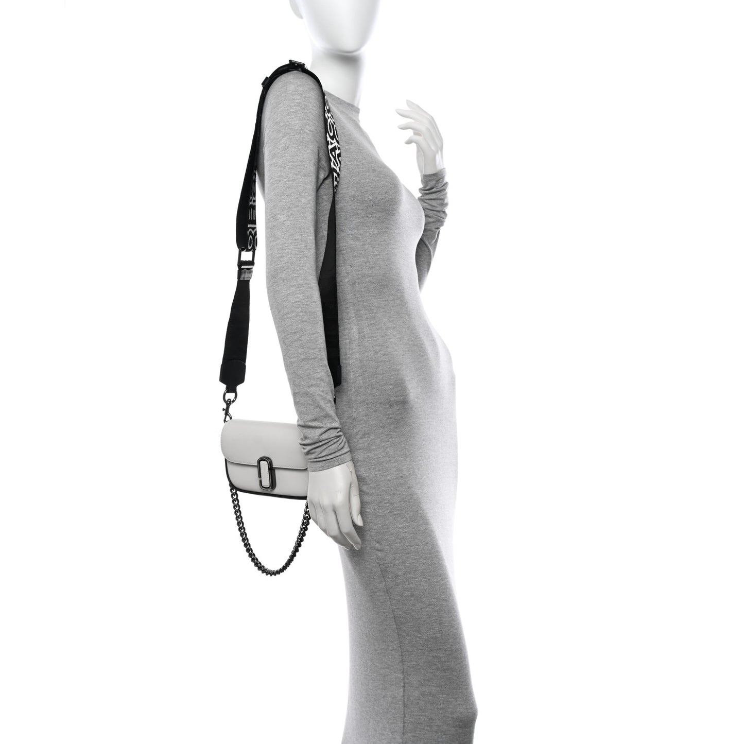 Lambskin J Marc Mini Shoulder Bag White Black