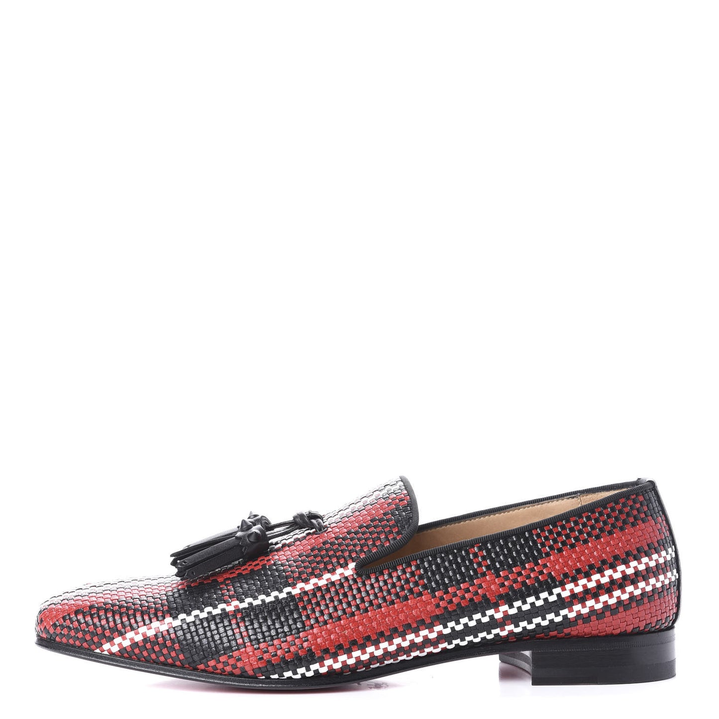 Calfskin Tresse Taty Mens Dada Flat Loafers 41.5 Rouge Black