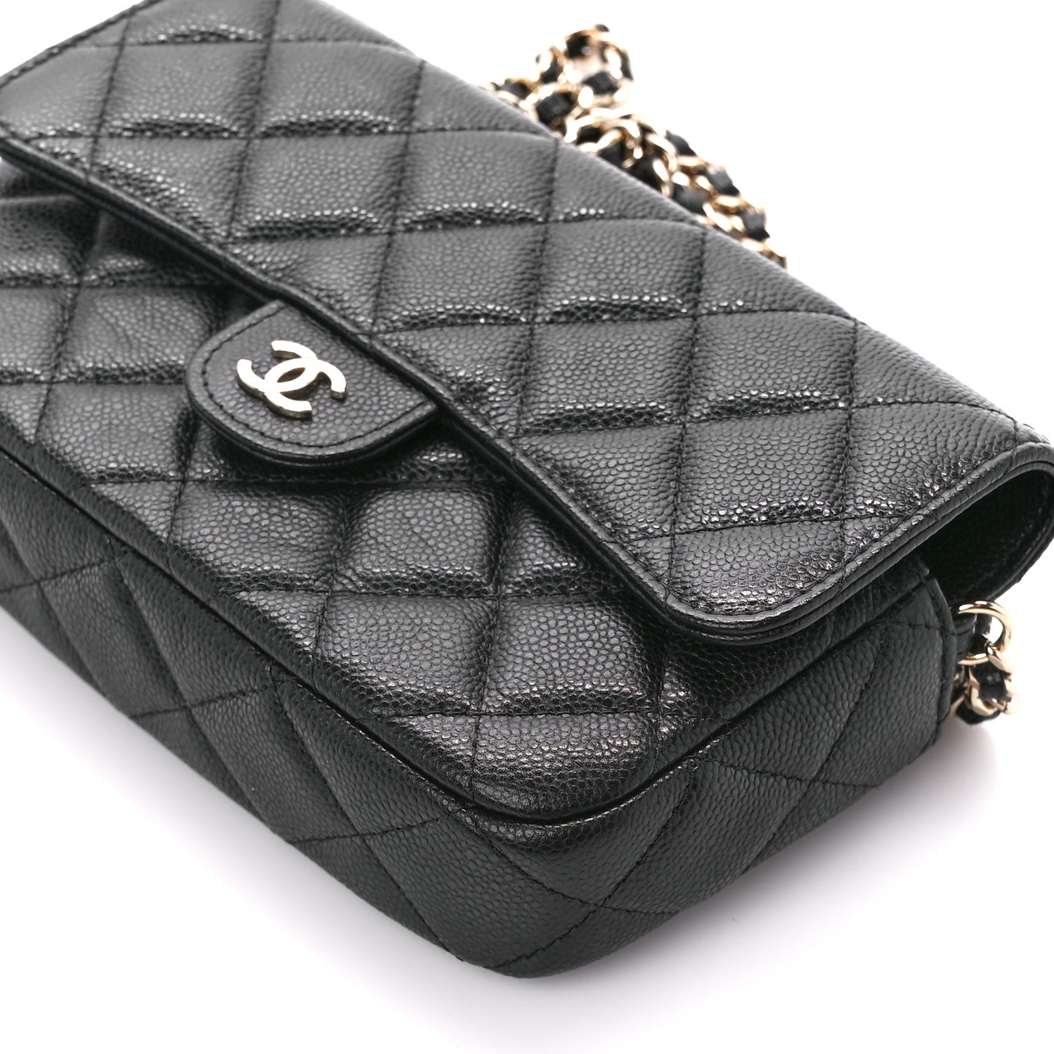 Chanel Caviar Quilted Flap Phone Holder With Chain Black 14 of 15
