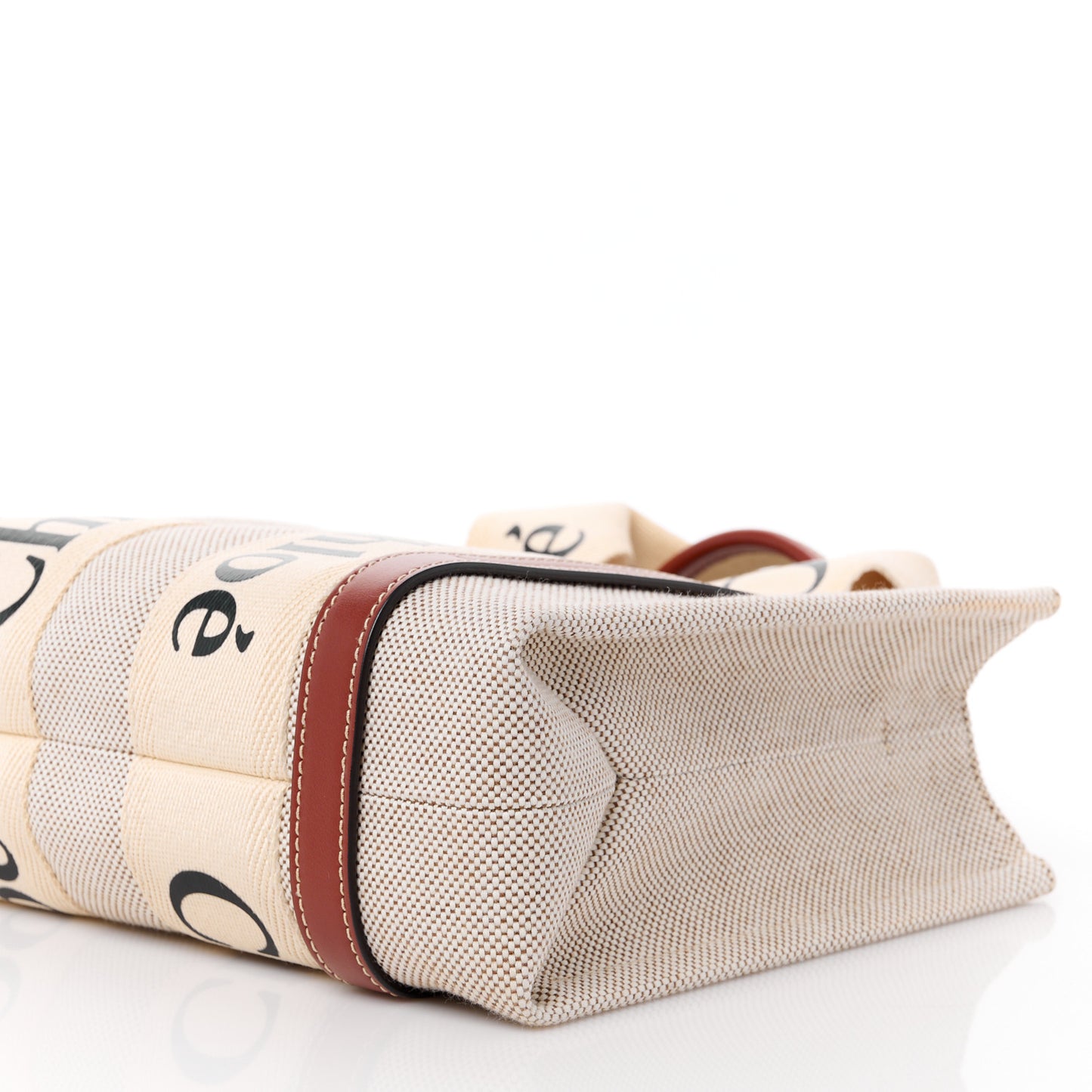Cotton Calfskin Small Woody Ribbon Tote With Strap White Brown