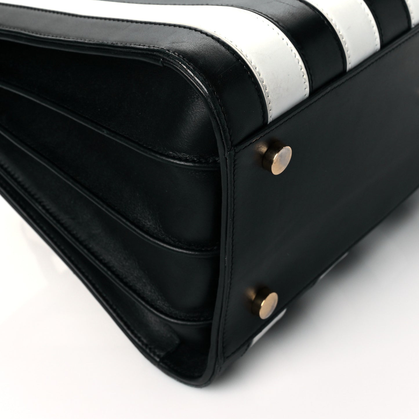 Calfskin Striped Small Sac De Jour Black White
