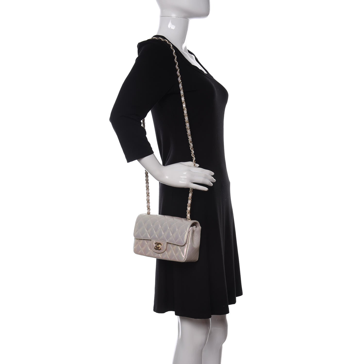 Chanel Iridescent Lambskin Quilted Mini Rectangular Flap Ivory 2 of 11