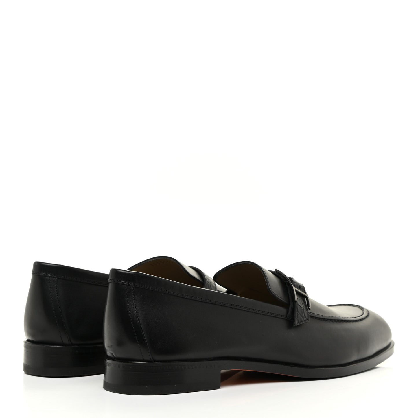 Calfskin Shiny Alligator Mens Monterey Loafers 44 Black