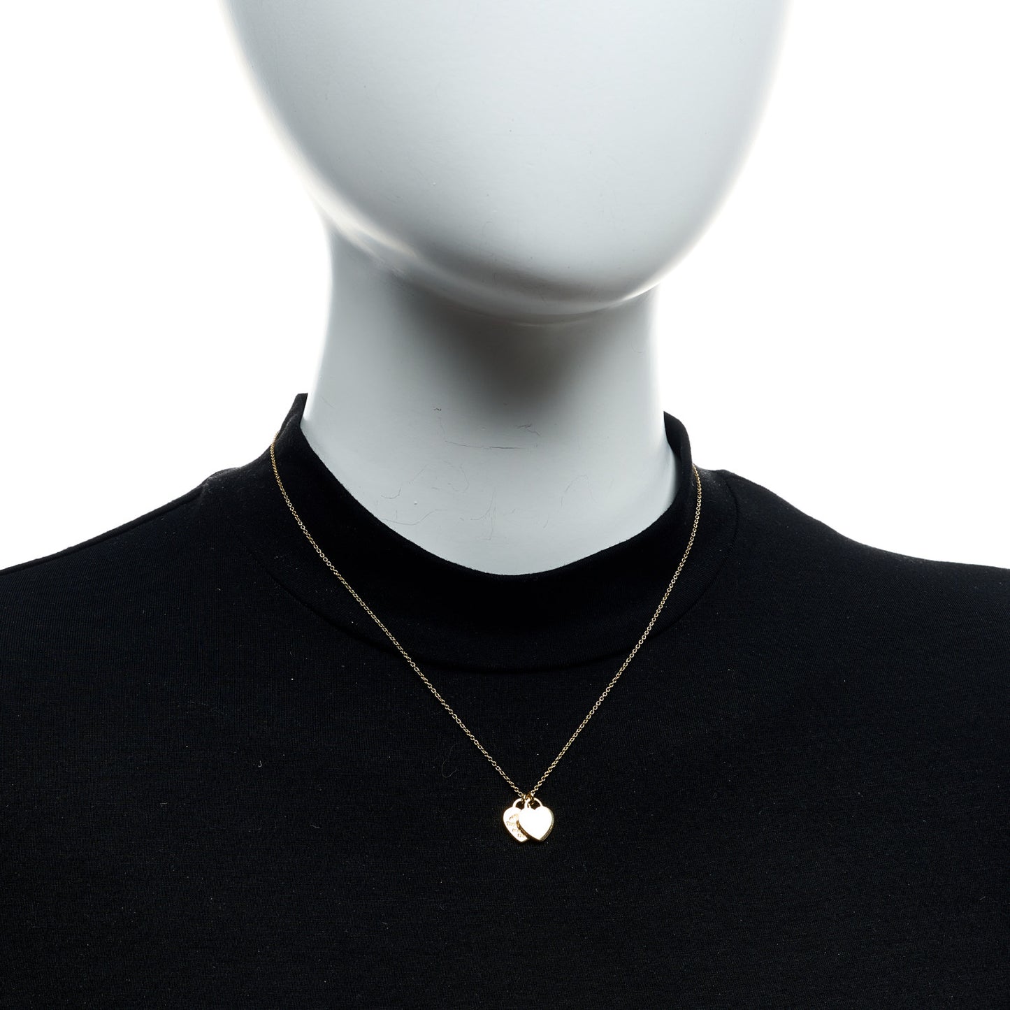 18K Yellow Gold Return to Tiffany Mini Double Heart Tag Pendant Necklace