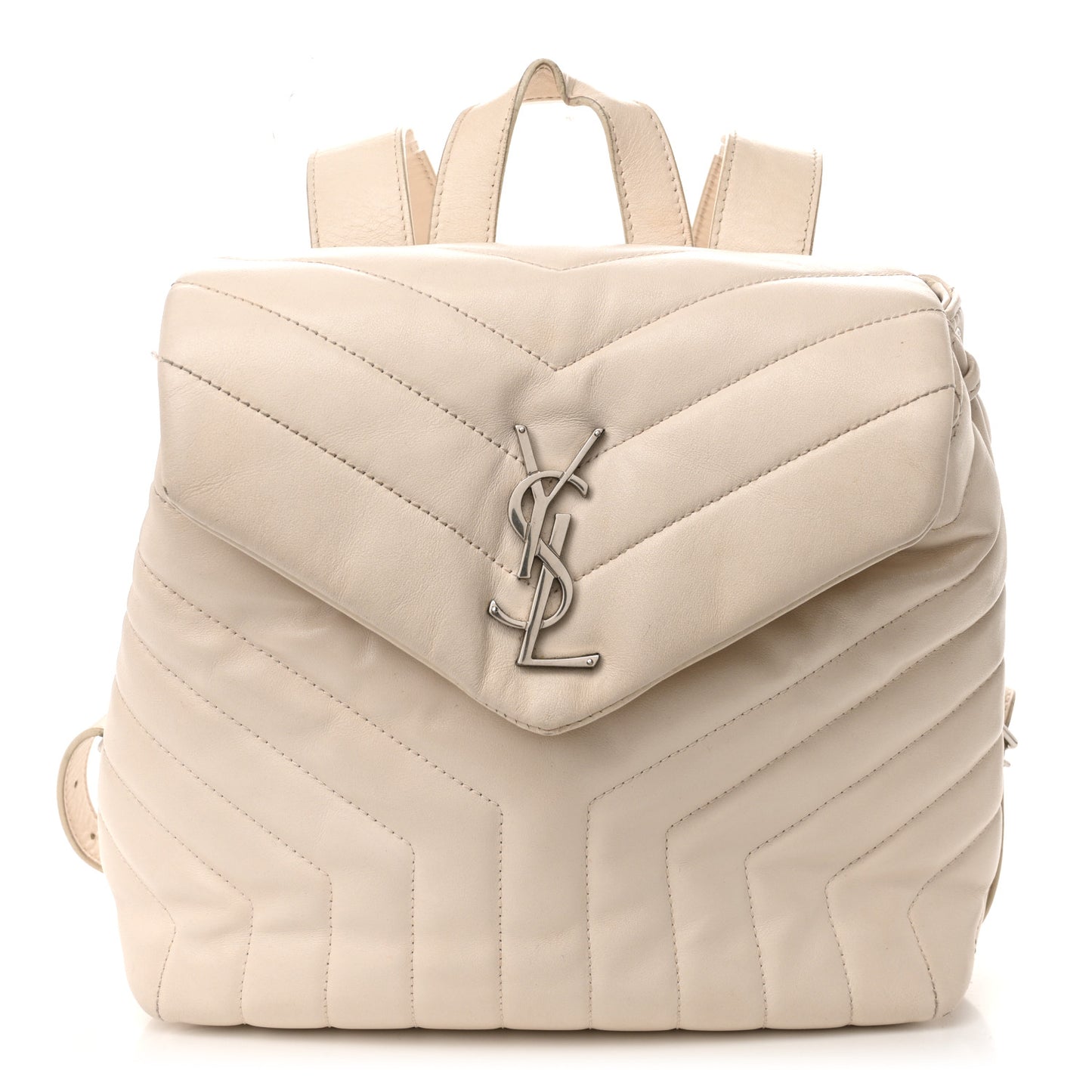 Calfskin Y Quilted Monogram Small Loulou Backpack Cream Souffle