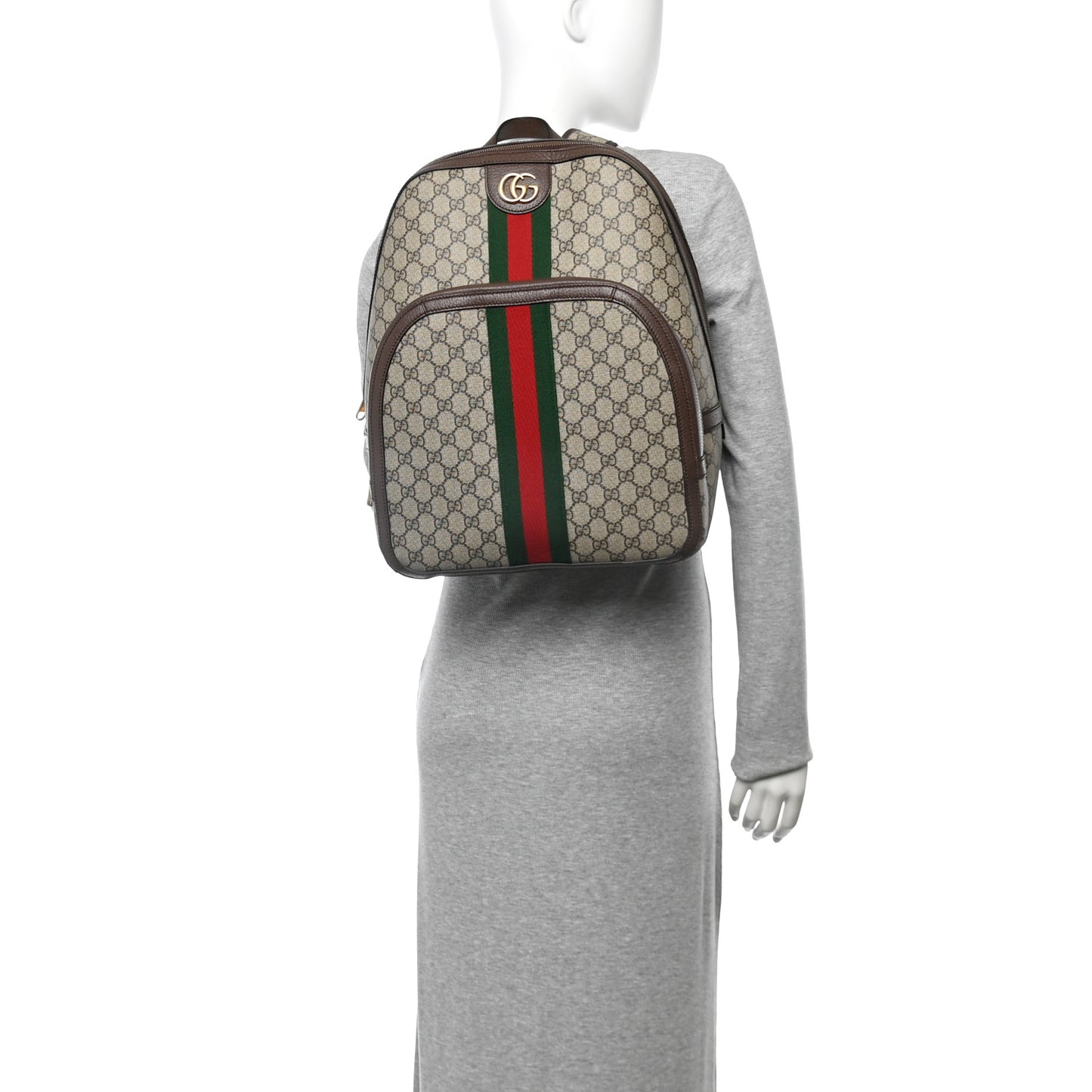 GG Supreme Monogram Medium Ophidia Day Backpack Brown