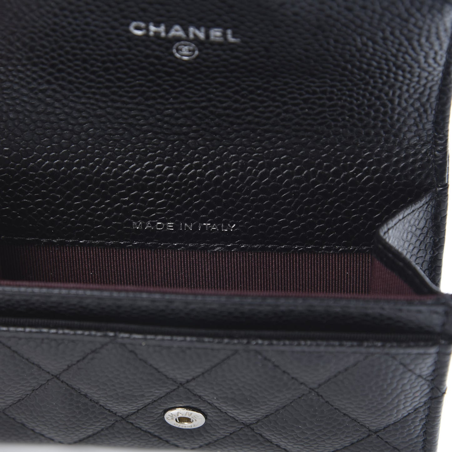 Caviar Quilted Flap Card Holder Wallet Black